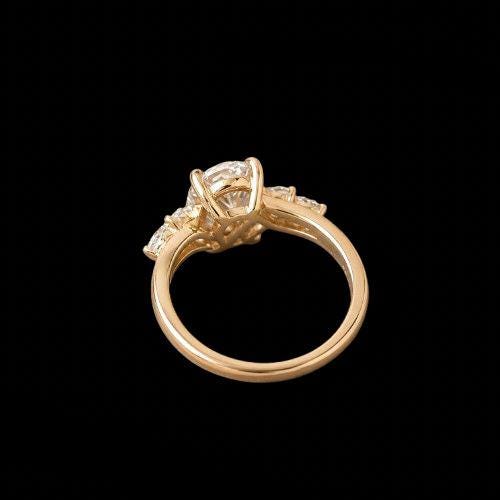 Oval Lab Grown Diamond Engagement Ring | Marquise Side Stones | 14K Gold | IGI Certified