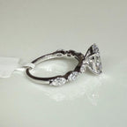 Oval Lab Grown Diamond Engagement Ring | Marquise Side Stones, 14K Gold