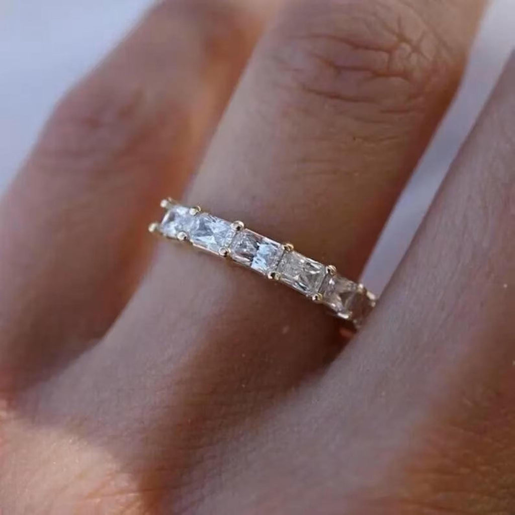Radiant Cut Lab Grown Diamond Half Eternity Band | 14K Solid Gold | SGL Certified Ring