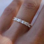 Radiant Cut Lab Grown Diamond Half Eternity Band | 14K Solid Gold | SGL Certified Ring