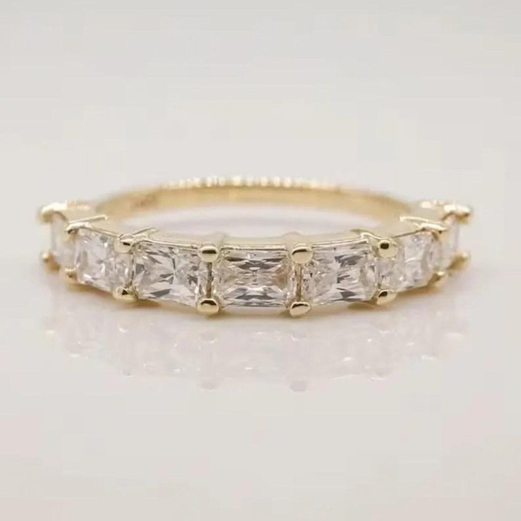 Radiant Cut Lab Grown Diamond Half Eternity Band | 14K Solid Gold | SGL Certified Ring