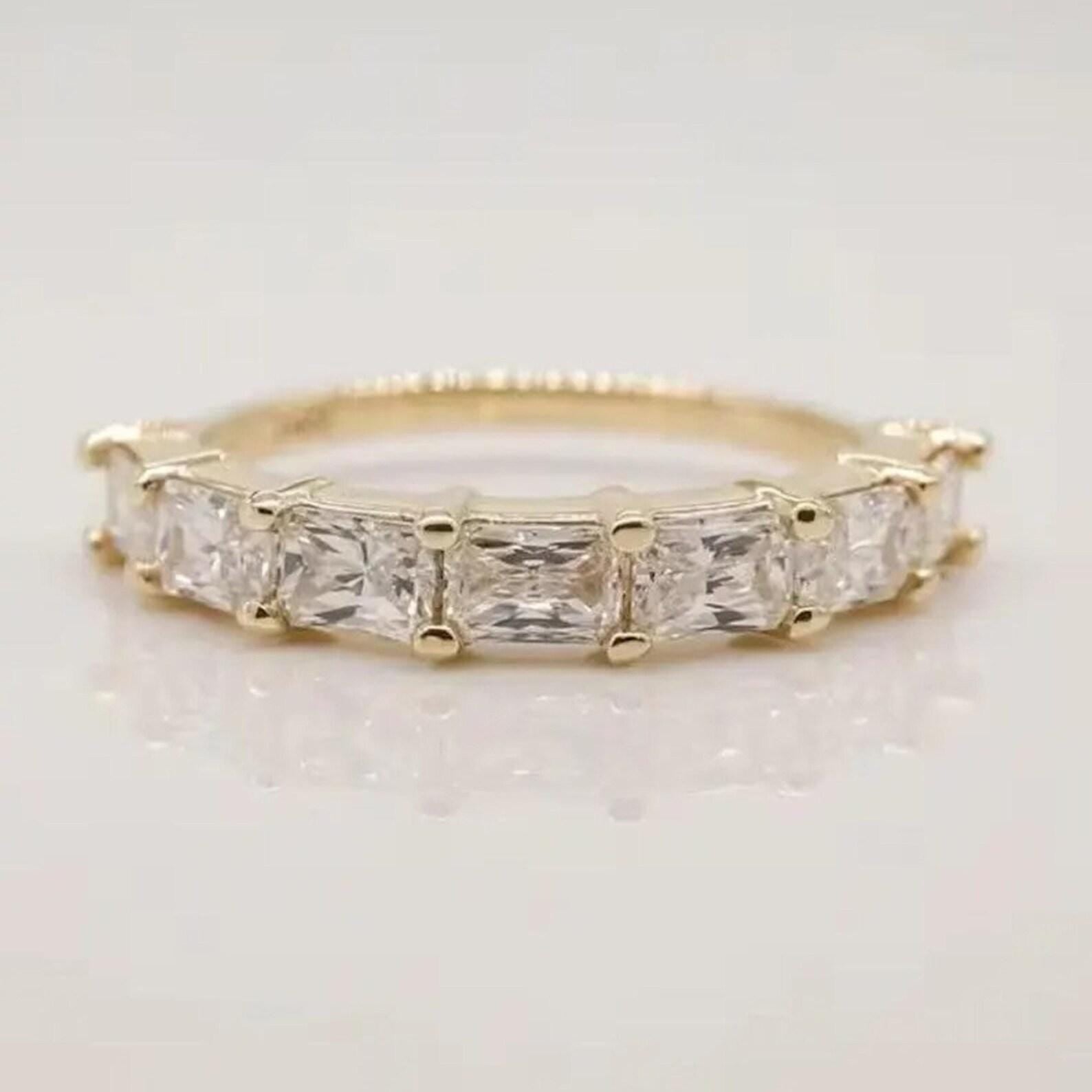 Radiant Cut Lab Grown Diamond Half Eternity Band | 14K Solid Gold | SGL Certified Ring