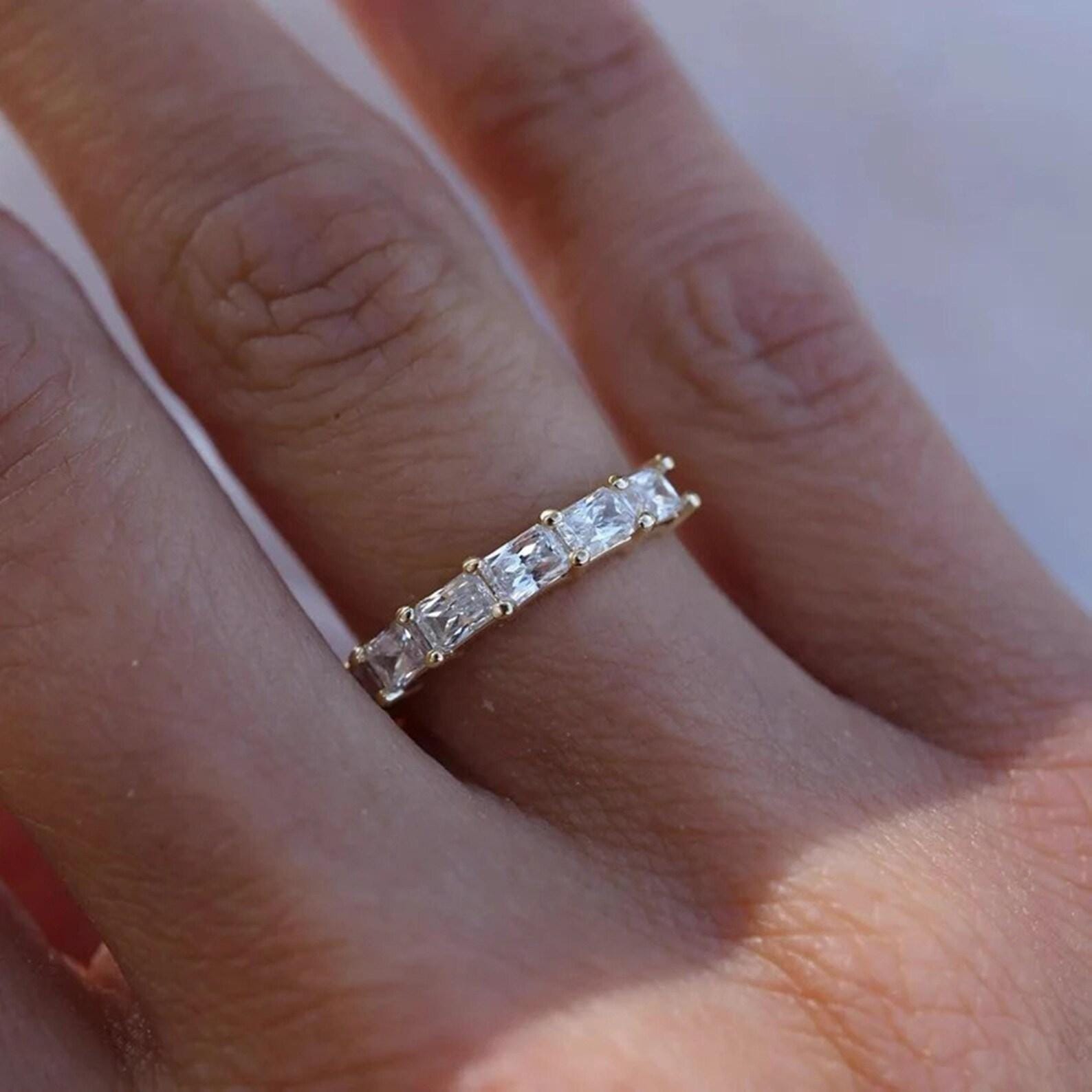Radiant Cut Lab Grown Diamond Half Eternity Band | 14K Solid Gold | SGL Certified Ring