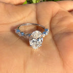 Oval Lab Grown Diamond Engagement Ring | Marquise Side Stones, 14K Gold