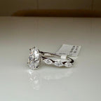 Oval Lab Grown Diamond Engagement Ring | Marquise Side Stones, 14K Gold