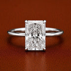 3CT Radiant Cut Lab Grown Diamond Engagement Ring | 14K Solid Gold Solitaire | IGI Certified