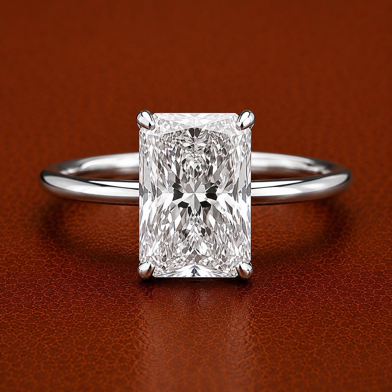 3CT Radiant Cut Lab Grown Diamond Engagement Ring | 14K Solid Gold Solitaire | IGI Certified