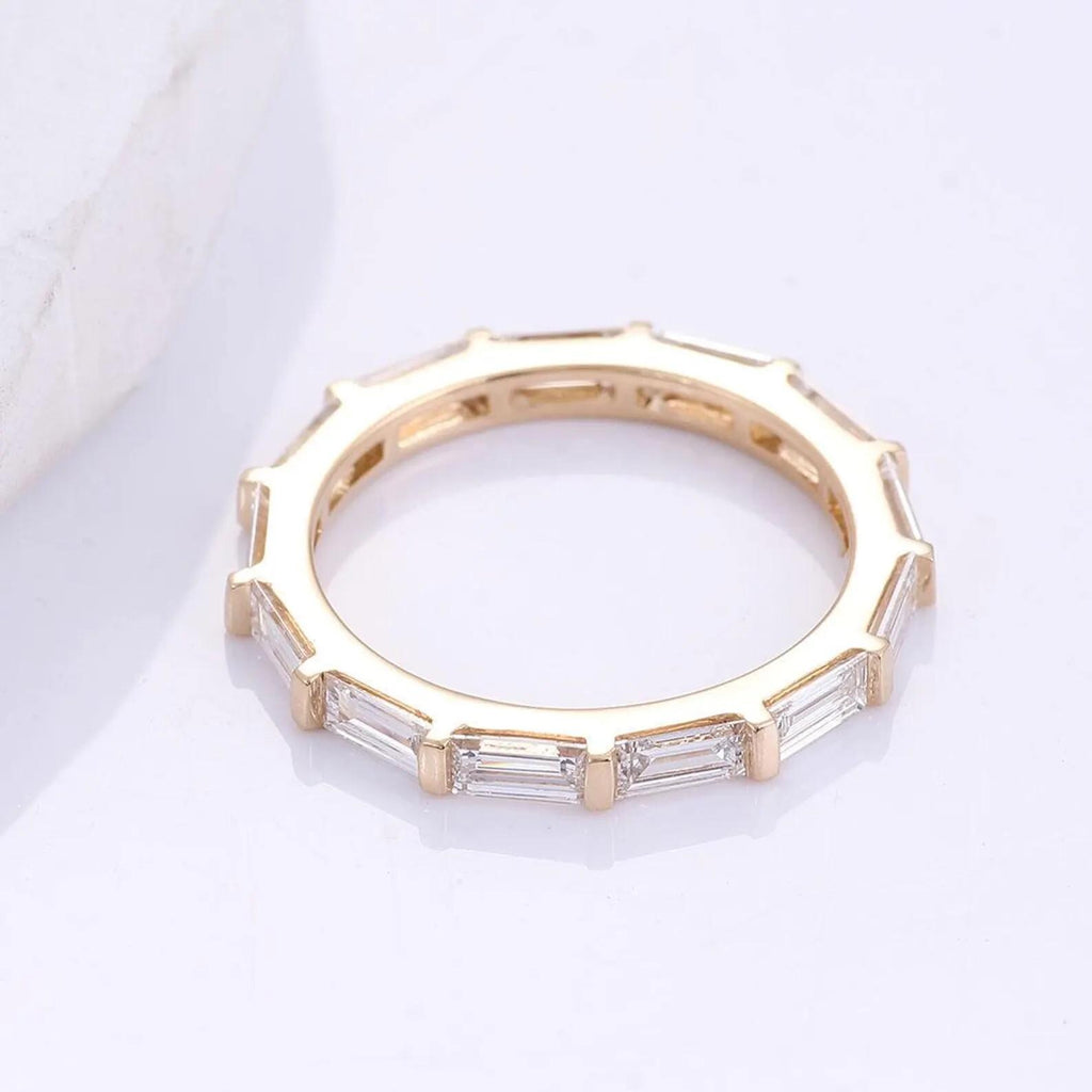 Baguette Cut Lab Grown Diamond Wedding Band | 14K Solid Gold Eternity Ring | SGL Certified