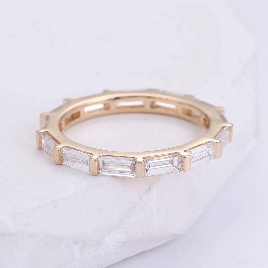 Baguette Cut Lab Grown Diamond Wedding Band | 14K Solid Gold Eternity Ring | SGL Certified