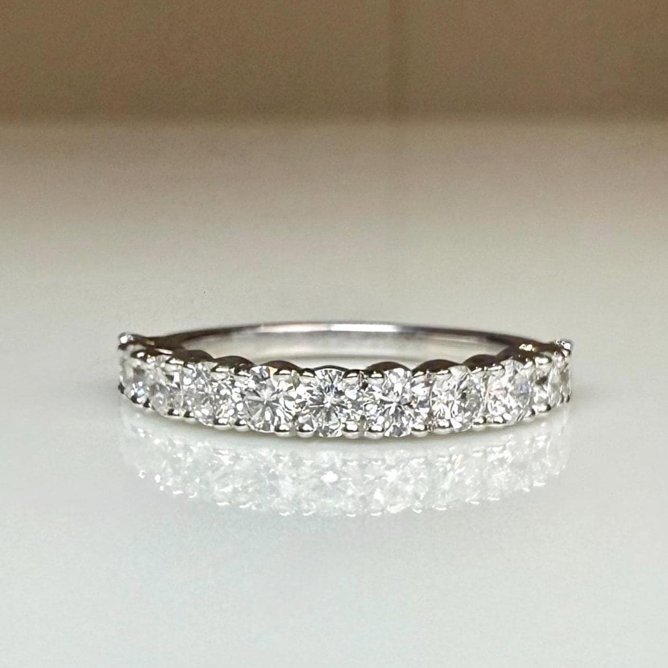 1CTW Lab Grown Diamond Half Eternity Band | 14K Solid Gold Wedding Ring