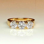 Three Stone Lab Grown Diamond Ring | 14K Solid Gold, Round Brilliant Cut, SGL Certified