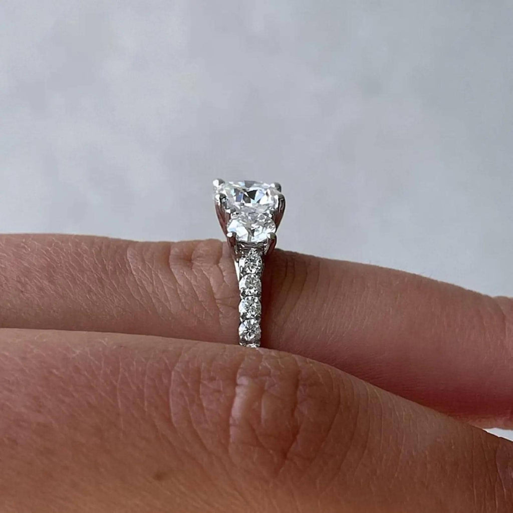 2.00CTW Three Stone Lab Grown Diamond Engagement Ring | 14K Solid Gold | SGL Certified