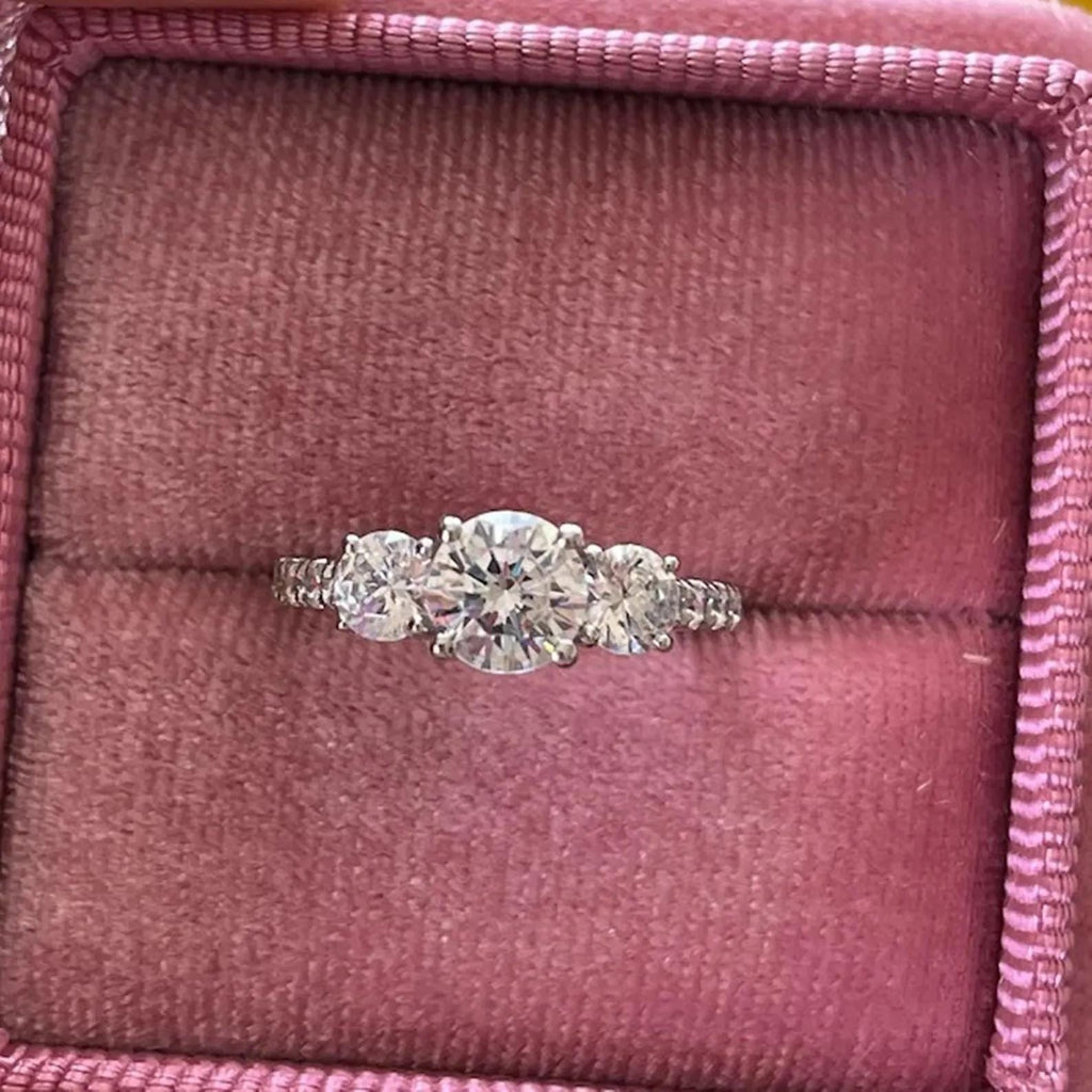 2.00CTW Three Stone Lab Grown Diamond Engagement Ring | 14K Solid Gold | SGL Certified