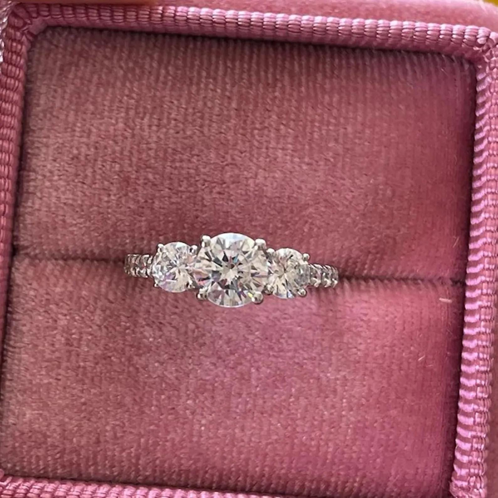 2.00CTW Three Stone Lab Grown Diamond Engagement Ring | 14K Solid Gold | SGL Certified