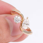 Toi et Moi Lab Grown Diamond Engagement Ring | Pear & Round 14K Gold