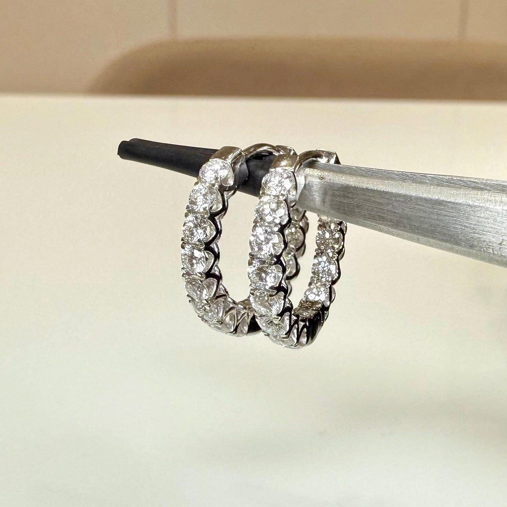 1.70CTW Lab Grown Diamond Hoop Earrings | 14K Solid Gold Inside Out Hoops | SGL Certified