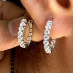 1.70CTW Lab Grown Diamond Hoop Earrings | 14K Solid Gold Inside Out Hoops | SGL Certified
