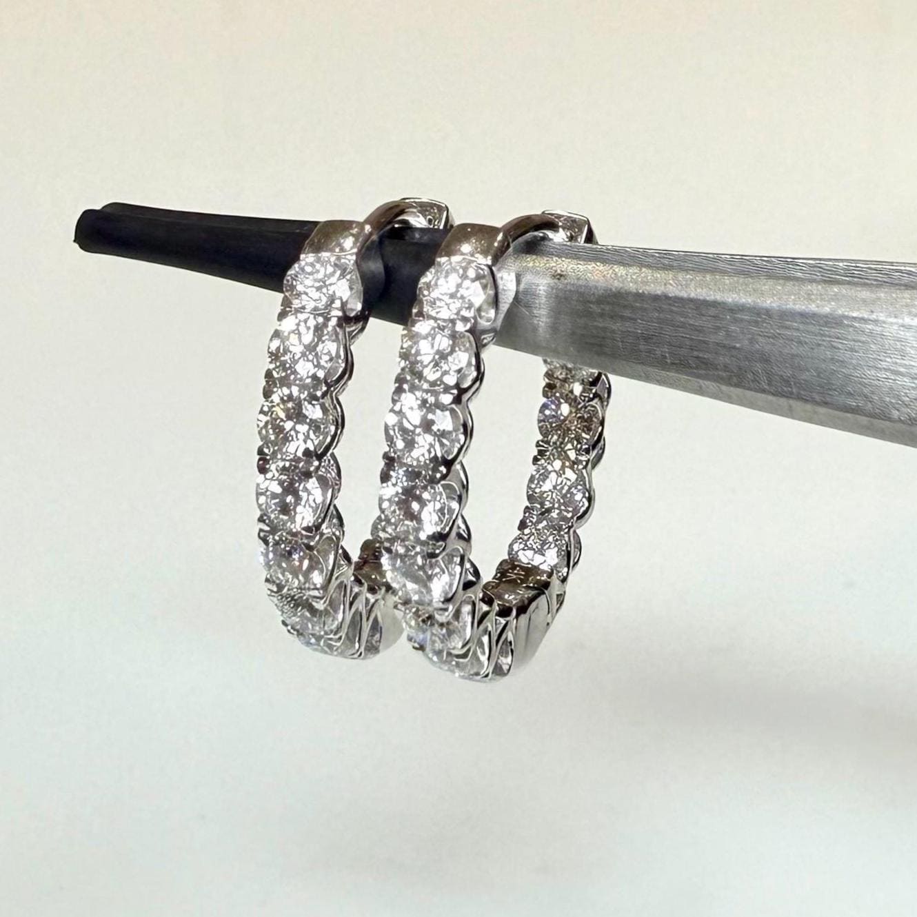 1.70CTW Lab Grown Diamond Hoop Earrings | 14K Solid Gold Inside Out Hoops | SGL Certified