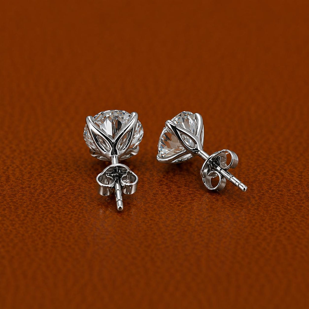 IGI Certified Lab Grown Diamond Stud Earrings, 14K Solid Gold Solitaire, Round Cut, Classic