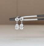 3CTW Lab Grown Diamond Drop Earrings | Round Pear Dangle 14K Gold