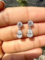 3CTW Lab Grown Diamond Drop Earrings | Round Pear Dangle 14K Gold