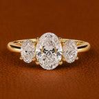3CTW Three Stone Lab Grown Diamond Engagement Ring | 14K Solid Gold | IGI Certified