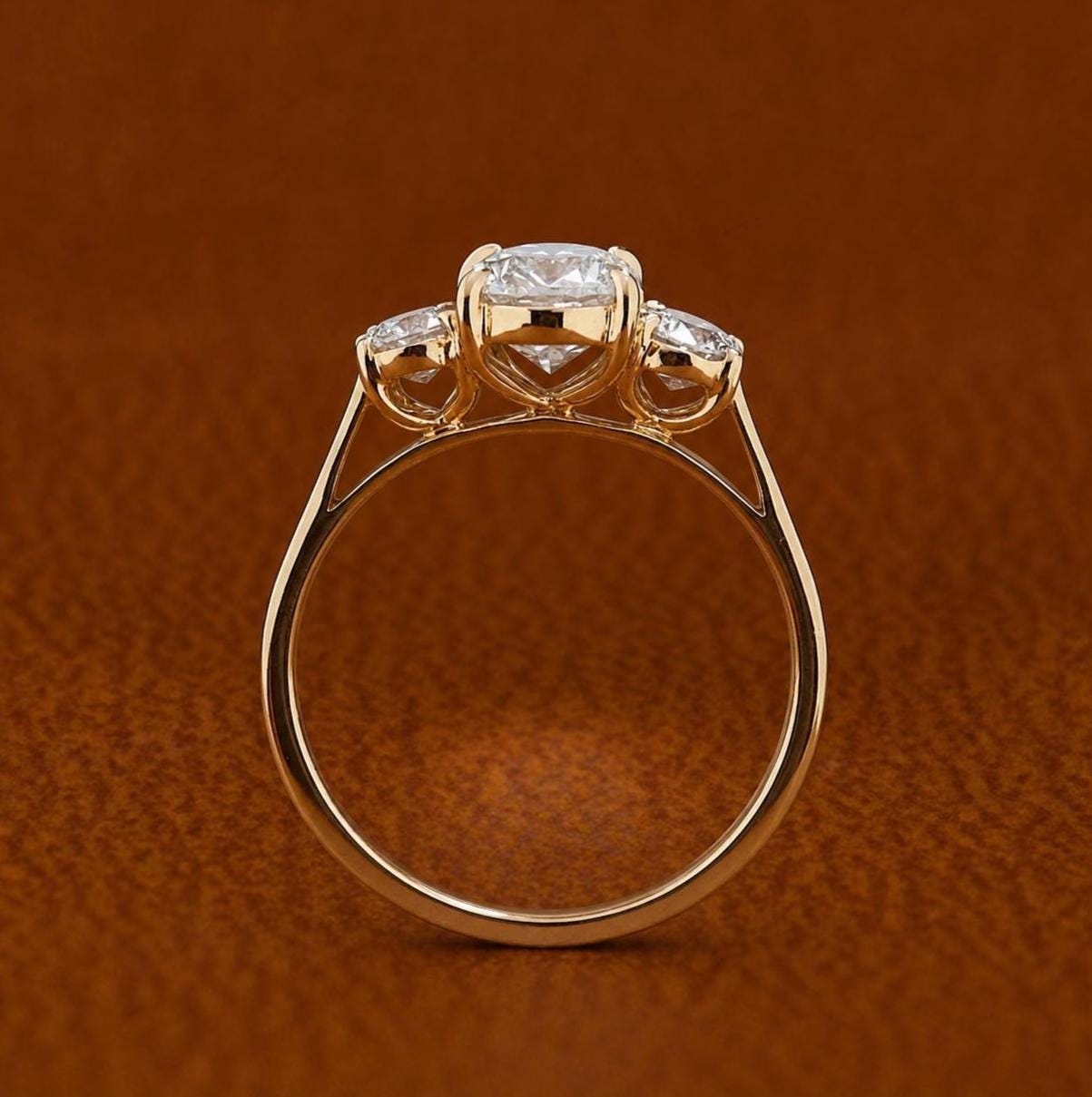 3CTW Three Stone Lab Grown Diamond Engagement Ring | 14K Solid Gold | IGI Certified