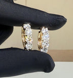 5CTW Lab Grown Diamond Hoop Earrings | Shared Prong Diamond Hoops | 14K Solid Gold