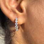 1.60CTW Lab Grown Diamond Hoop Earrings | Shared Prong Bubble Hoops | 14K Solid Gold