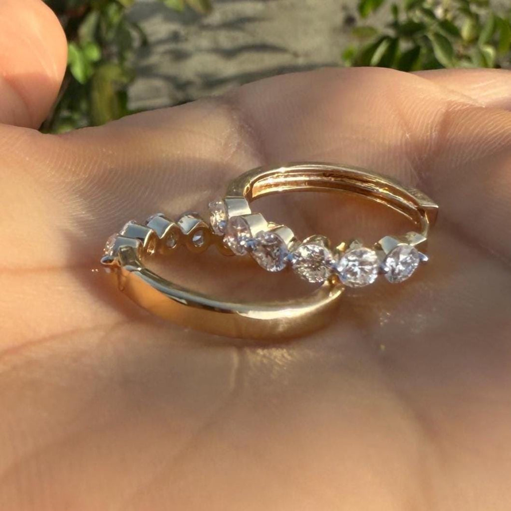 1.60CTW Lab Grown Diamond Hoop Earrings | Shared Prong Bubble Hoops | 14K Solid Gold