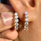1.60CTW Lab Grown Diamond Hoop Earrings | Shared Prong Bubble Hoops | 14K Solid Gold