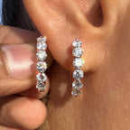1.60CTW Lab Grown Diamond Hoop Earrings | Shared Prong Bubble Hoops | 14K Solid Gold