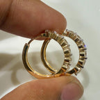 1.60CTW Lab Grown Diamond Hoop Earrings | Shared Prong Bubble Hoops | 14K Solid Gold