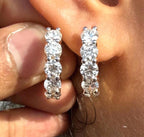 5CTW Lab Grown Diamond Hoop Earrings | Shared Prong Diamond Hoops | 14K Solid Gold