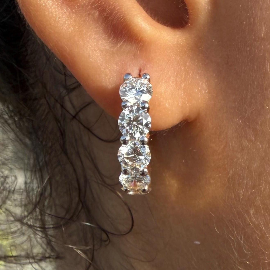 5CTW Lab Grown Diamond Hoop Earrings | Shared Prong Diamond Hoops | 14K Solid Gold