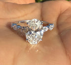 Oval Lab Grown Diamond Engagement Ring | Marquise Side Stones, 14K Gold
