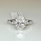 Oval Lab Grown Diamond Engagement Ring | Marquise Side Stones, 14K Gold
