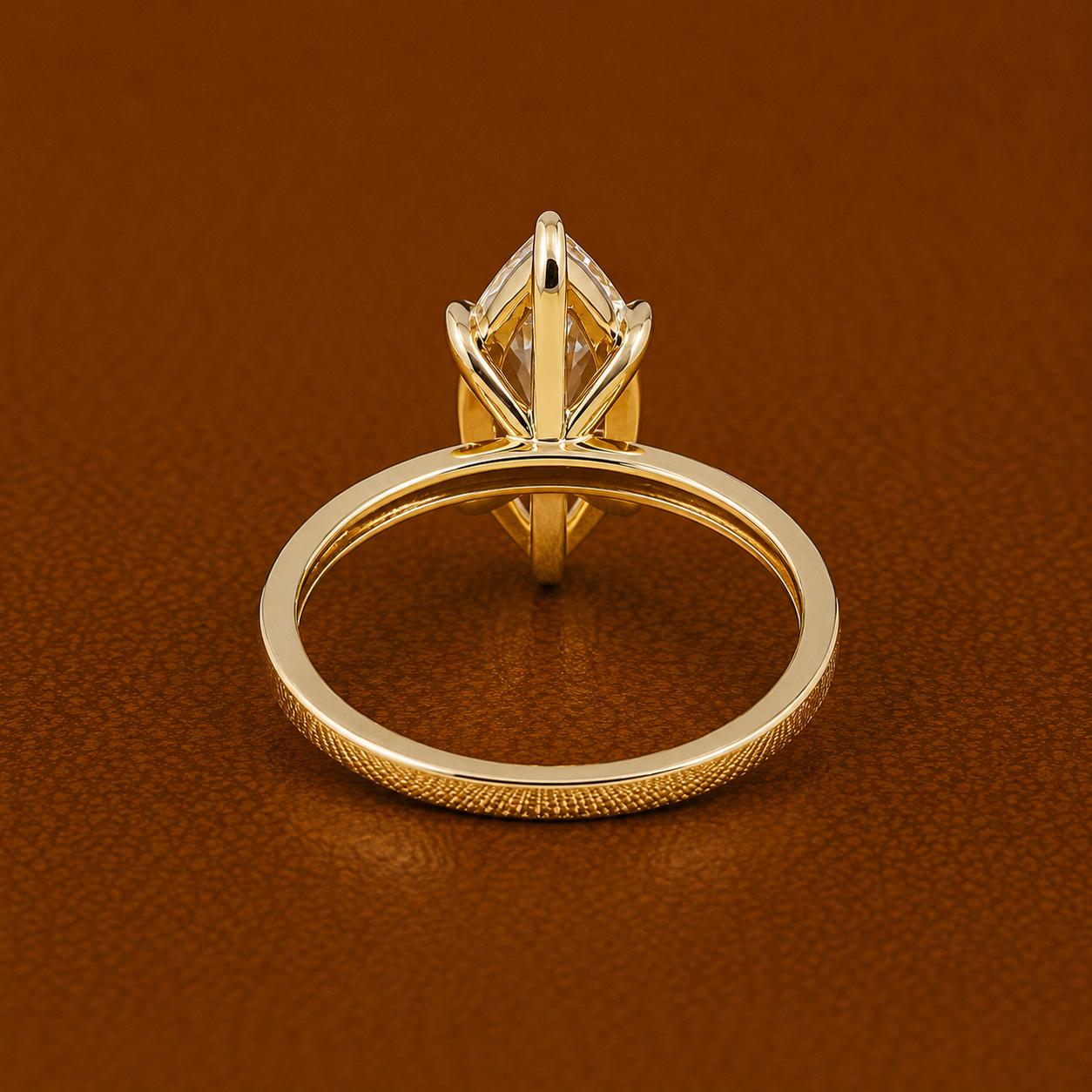2CT Marquise Lab Grown Diamond Engagement Ring | 14K Gold Solitaire (IGI Certified E VS)