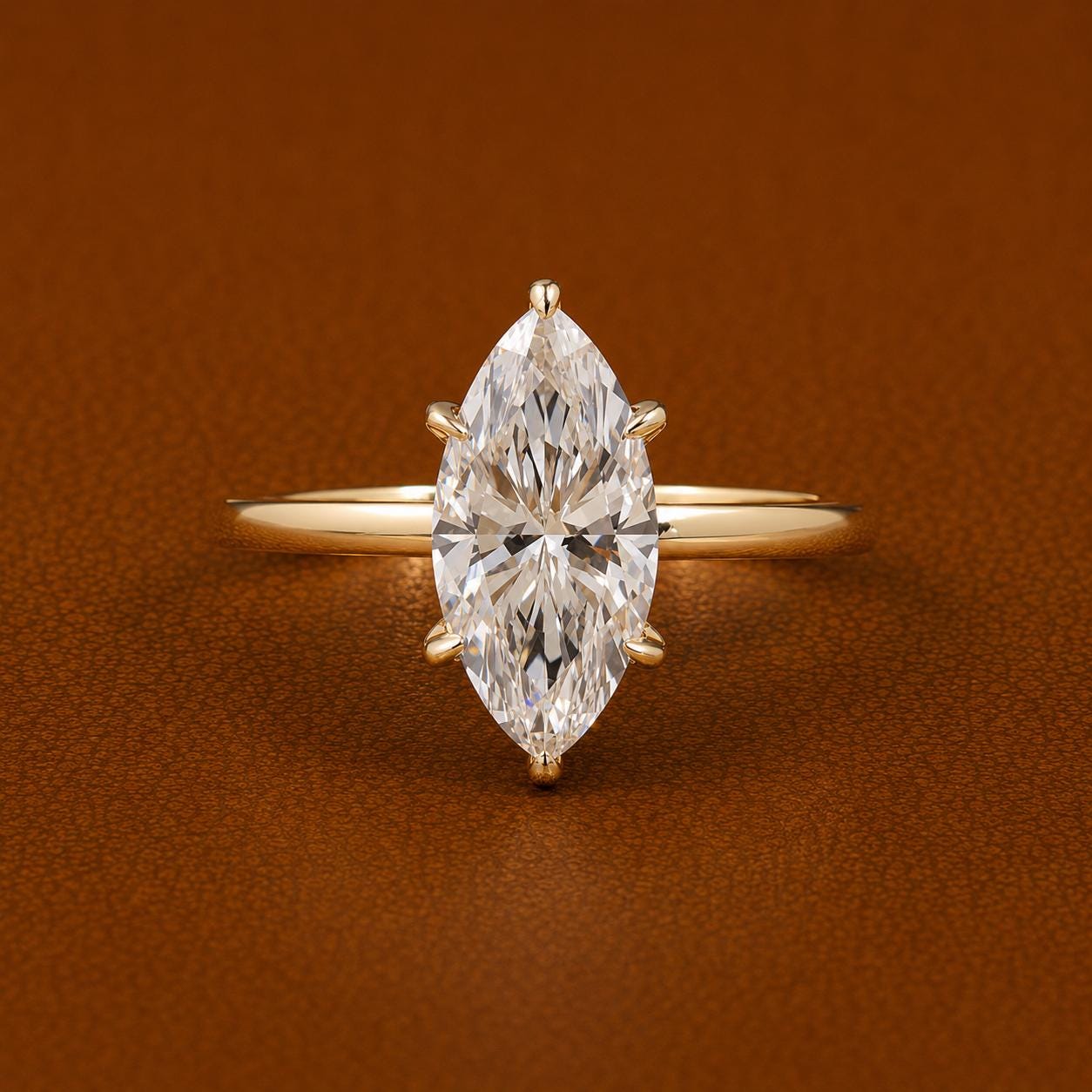 2CT Marquise Lab Grown Diamond Engagement Ring | 14K Gold Solitaire (IGI Certified E VS)
