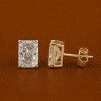 Radiant Cut Lab Grown Diamond Stud Earrings | 14K Solid Gold, IGI Certified