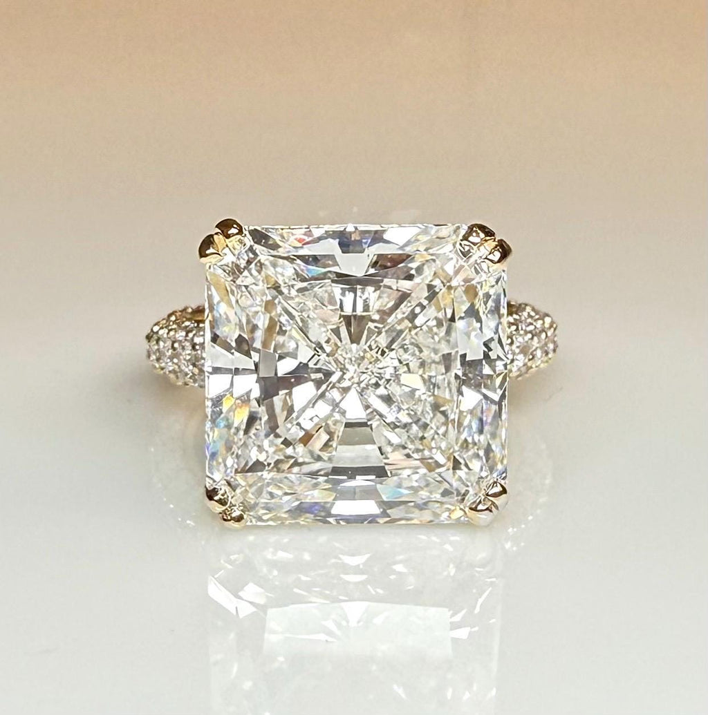 10CT Square Radiant Cut Lab Grown Diamond Engagement Ring | 14K Gold, E VS Clarity