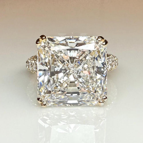 10CT Square Radiant Cut Lab Grown Diamond Engagement Ring | 14K Gold, E VS Clarity
