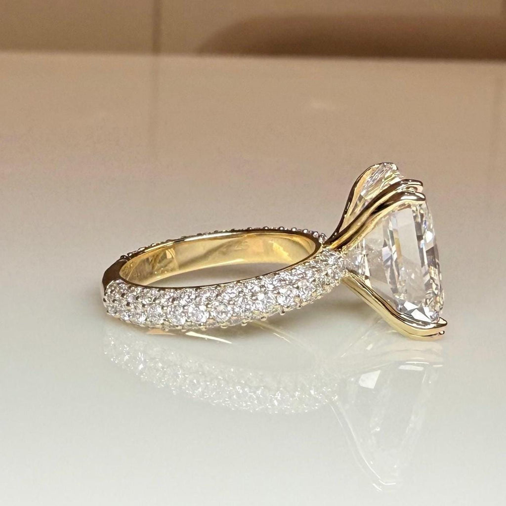 10CT Square Radiant Cut Lab Grown Diamond Engagement Ring | 14K Gold, E VS Clarity