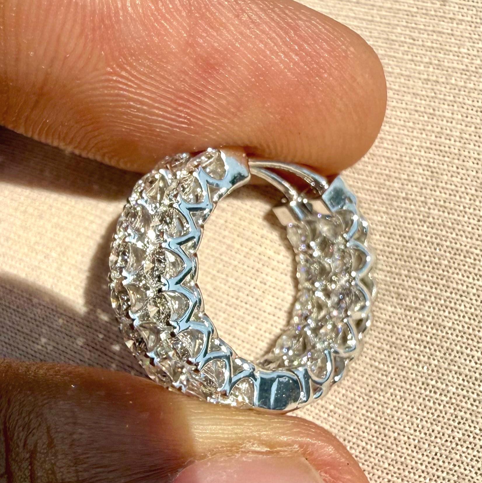 1.70CTW Lab Grown Diamond Hoop Earrings | 14K Solid Gold Inside Out Hoops | SGL Certified