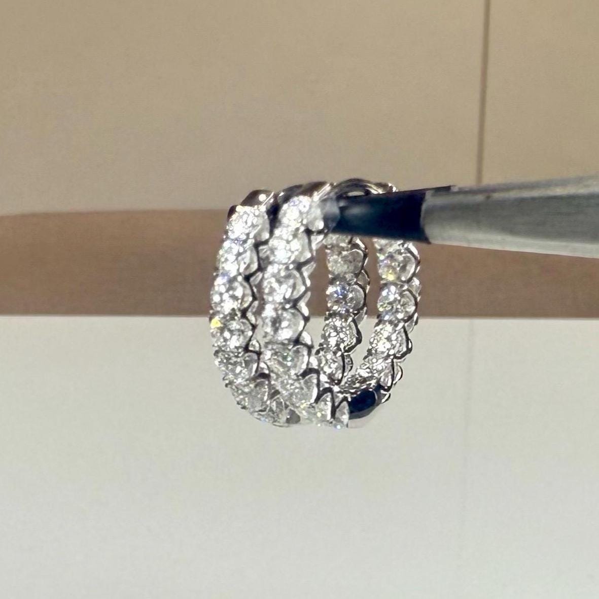 1.70CTW Lab Grown Diamond Hoop Earrings | 14K Solid Gold Inside Out Hoops | SGL Certified