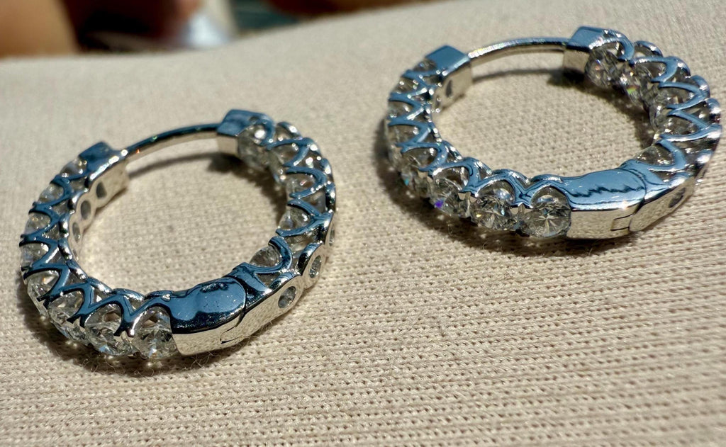 1.70CTW Lab Grown Diamond Hoop Earrings | 14K Solid Gold Inside Out Hoops | SGL Certified