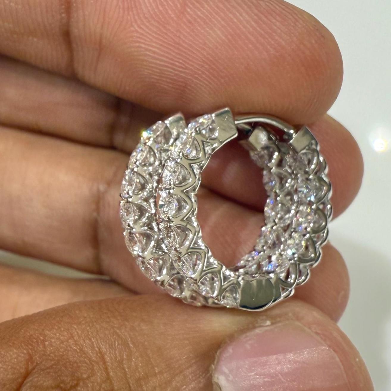1.70CTW Lab Grown Diamond Hoop Earrings | 14K Solid Gold Inside Out Hoops | SGL Certified