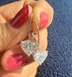 14K Solid Gold Heart Lab Grown Diamond Dangle Earrings: IGI Certified