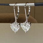14K Solid Gold Heart Lab Grown Diamond Dangle Earrings: IGI Certified