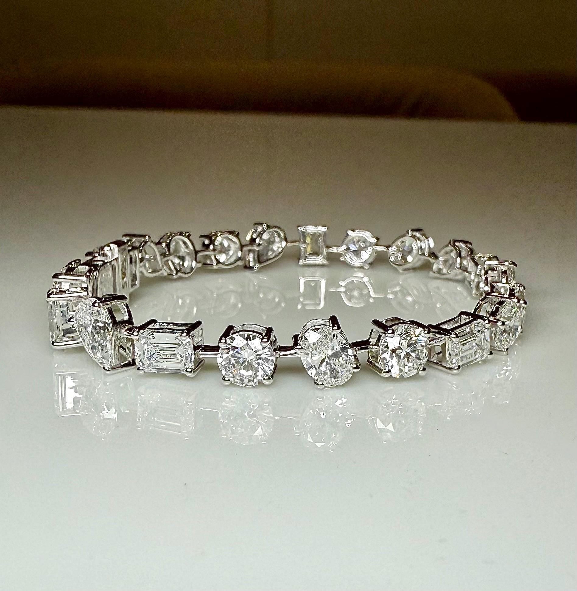 10CT Lab Grown Diamond Tennis Bracelet: 14K Gold Multi-Shape Certified Bracelet
